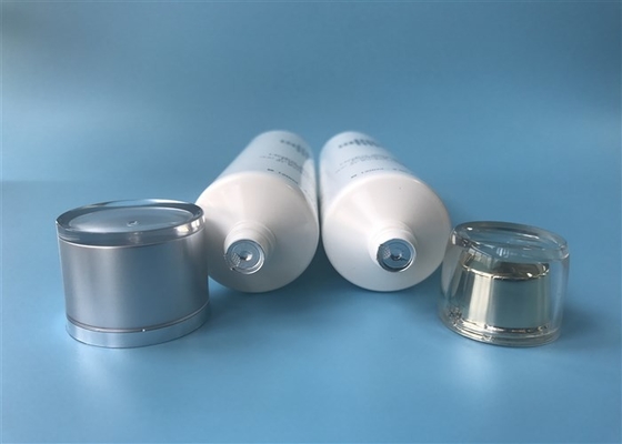 120ml Empty Cosmetic Tubes 1 Color Silk Screen Hot Stamping Silver With Pink Translucent Pearl