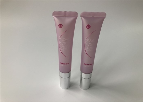 Pink Color Ceramics Tip Lip Gloss Plastic Tube With Shiny Electropate Silver Cap