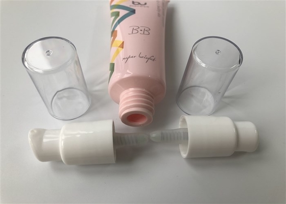 Pink tube BB Cream Emulsion before makeup 6 color offset printing and pump head with transparent cap 30 ml