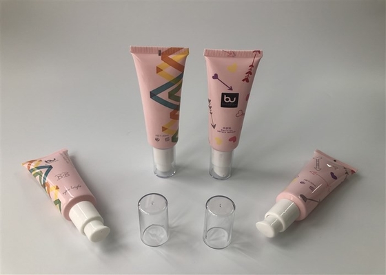 Pink tube BB Cream Emulsion before makeup 6 color offset printing and pump head with transparent cap 30 ml