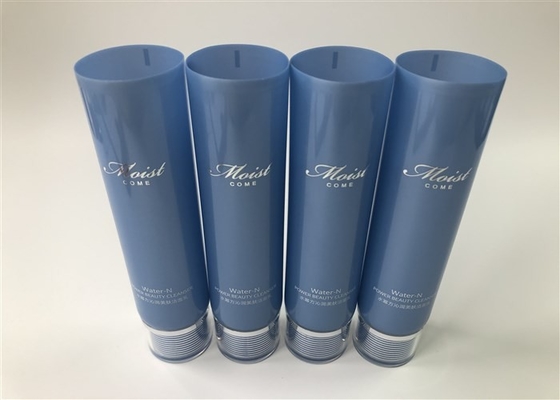 Blue translucent pearl tube 5 layer empty cosmetic tube 1 color silk screen hot stamping silver with acrylic cap 120ml