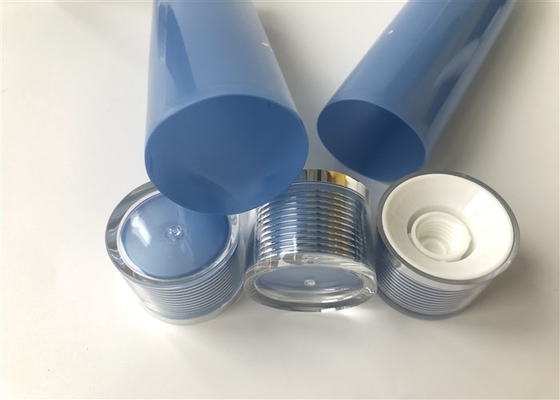 Blue translucent pearl tube 5 layer empty cosmetic tube 1 color silk screen hot stamping silver with acrylic cap 120ml