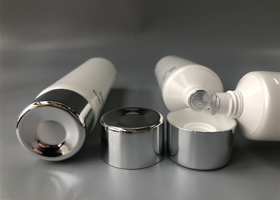 5 Layer Celluminx Empty Cosmetic Tubes Glossy With Round Flat Cap Electroplated Silver 80ml