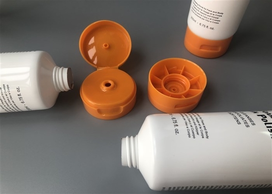Foaming Skin Polish 200ml Cosmetic Tube Packaging With Orange Flip Top Cap