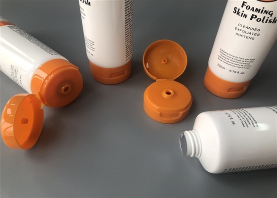 Foaming Skin Polish 200ml Cosmetic Tube Packaging With Orange Flip Top Cap