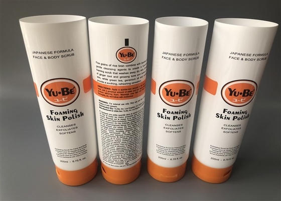 Foaming Skin Polish 200ml Cosmetic Tube Packaging With Orange Flip Top Cap