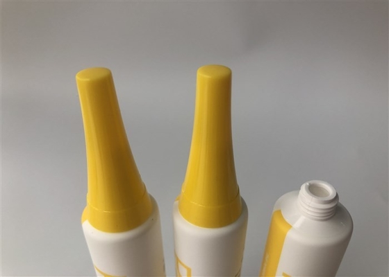 White Matt Plastic Tube Packaging Full Offset Printing Dia22 Mm With Yellow Trumpet Cap