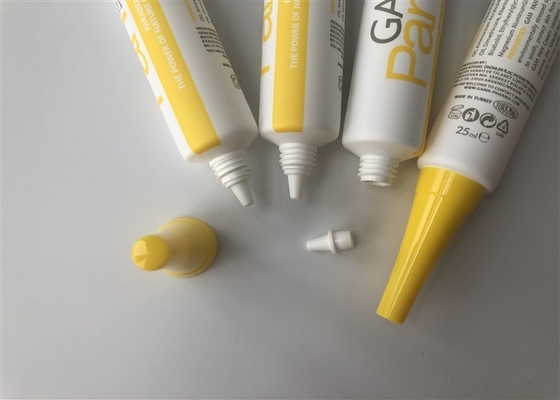 White Matt Plastic Tube Packaging Full Offset Printing Dia22 Mm With Yellow Trumpet Cap