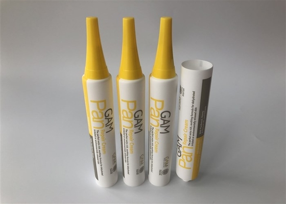 White Matt Plastic Tube Packaging Full Offset Printing Dia22 Mm With Yellow Trumpet Cap