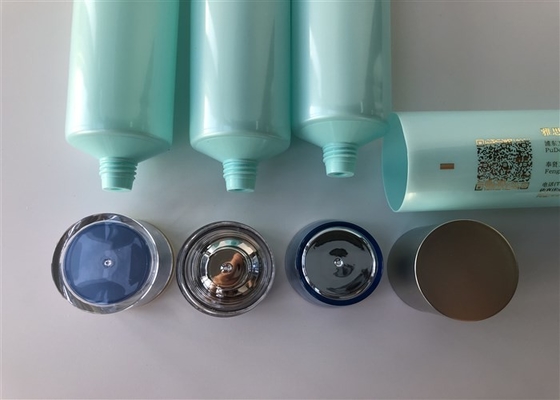 Green ASTA Empty Squeeze Tube Containers Hot Stamping Gold With Different Acrylic Caps