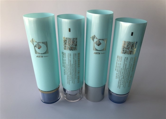 Green ASTA Empty Squeeze Tube Containers Hot Stamping Gold With Different Acrylic Caps