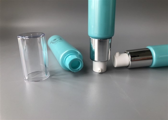 Sky Blue ASTA Empty Cosmetic Tubes With Pressed Chicken Break Pump Head