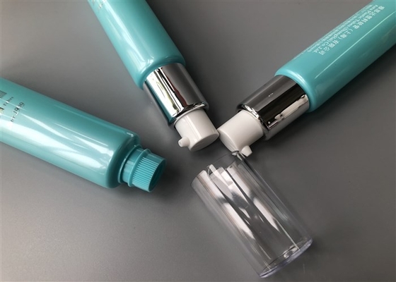 Sky Blue ASTA Empty Cosmetic Tubes With Pressed Chicken Break Pump Head